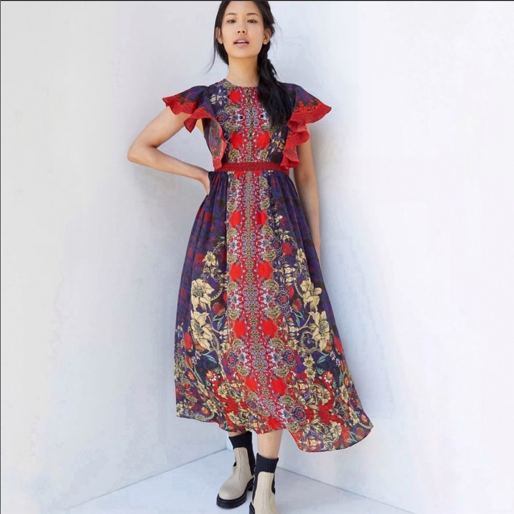 New Anthropologie Elaine Ruffled Maxi Dress 4